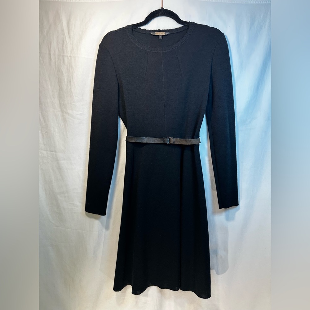 Rozae Nichols Black Long-Sleeve Wool Dress
